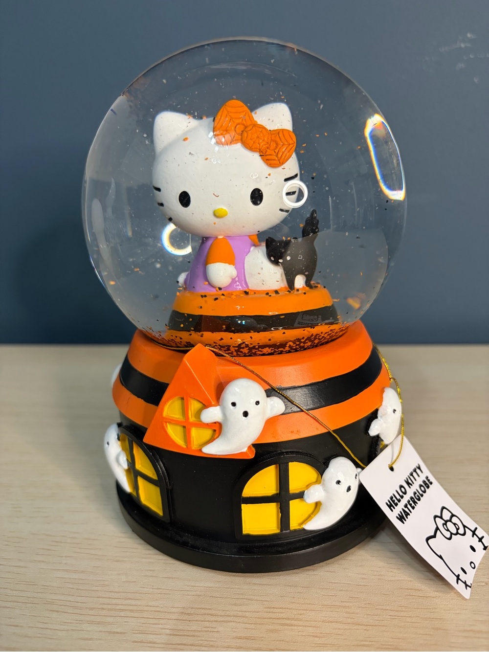 Hello Kitty Orange & Black Halloween Water Globe